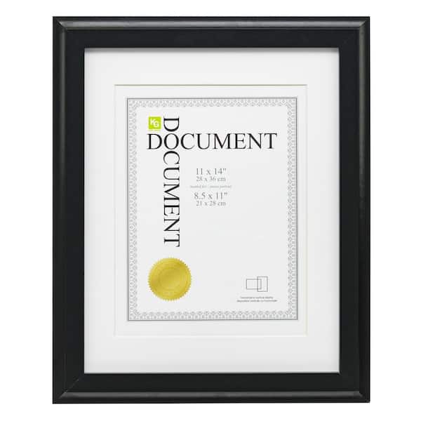 KG Oxford Wood Document Frame - Black, 11" by 14" Matted for 8.5" by 11", 8-Pack