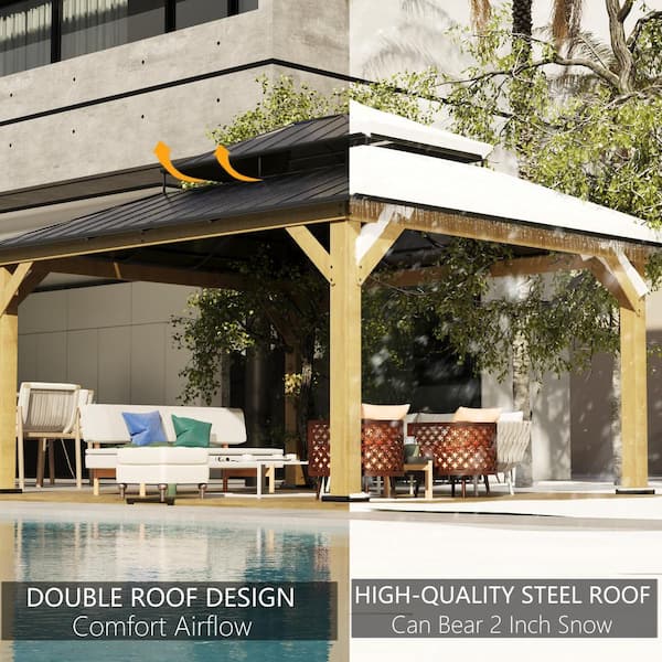 Esunny 13 ft. x 11 ft. Outdoor Patio Cedar Wood Frame Esunny 13 ft. x 11 ft. Outdoor Patio Cedar Wood Frame