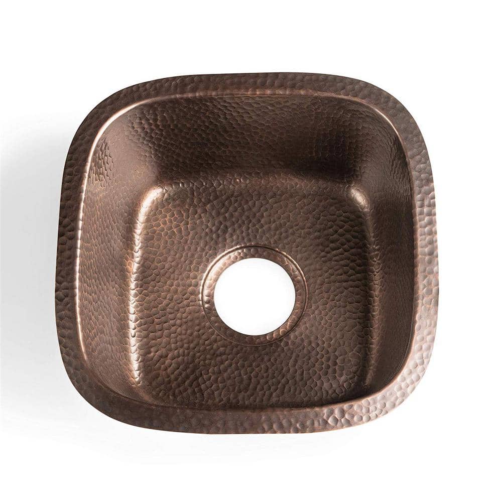 Hand Hammered Copper 15" Square Single Bowl Sink