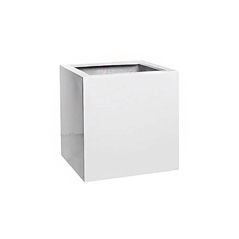 Vasesource Cube 12 in. x 12 in. Glossy White Fiberstone Square Cube