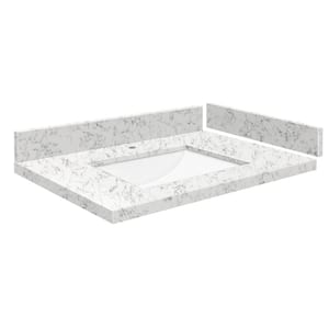 Silestone 25.5 in. W x 22.25 in. D Qt. White Rectangular Single Sink Vanity Top in Lyra