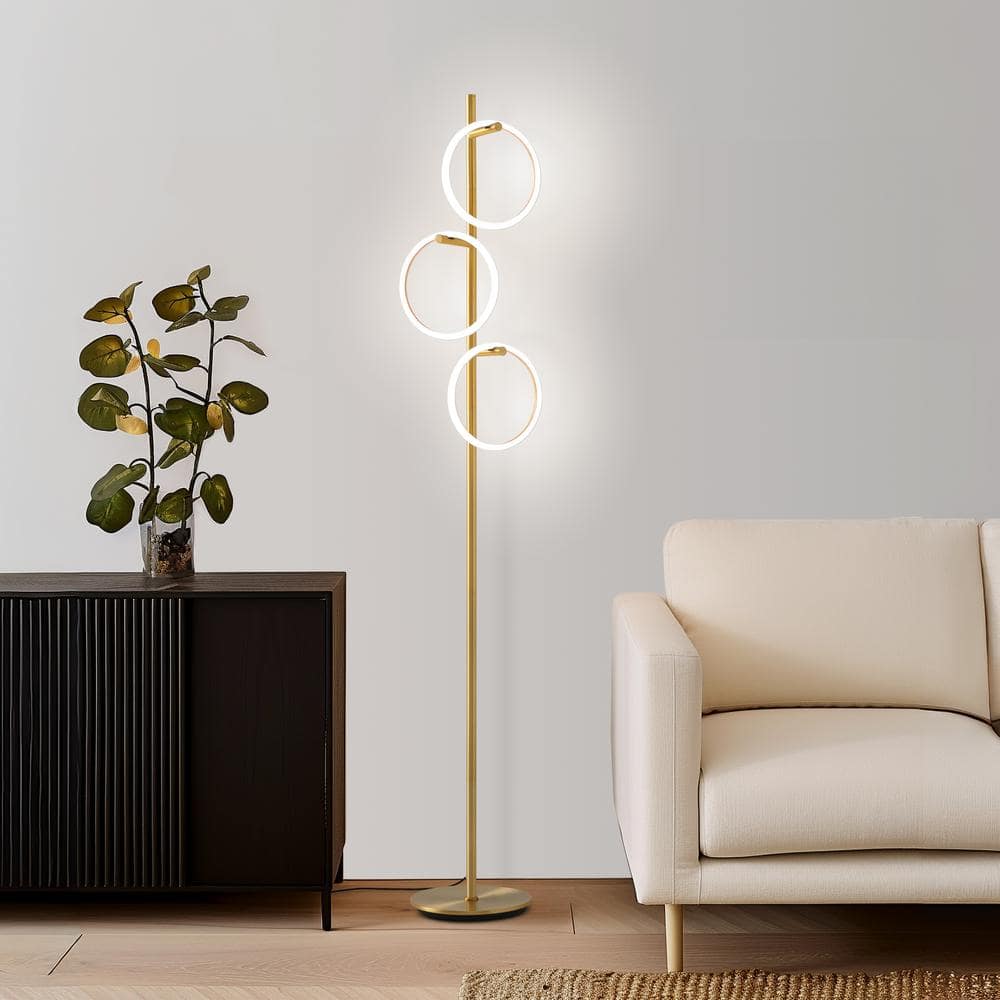 Saturn Antique Brass 66" Kids' 3-Way Dimming LED Floor Lamp