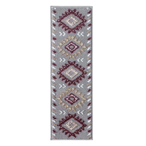 SUSSEXHOME Traditional Collection Red 9 in. x 28 in. Polypropylene Stair Tread Cover (Set of 15)