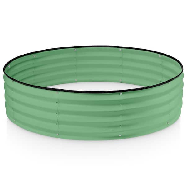 Unbranded 4x4x1ft Round Galvanized Steel Raised Garden Bed, Outdoor Raised Planter Box for Gardening, Vegetables, Flowers in Green