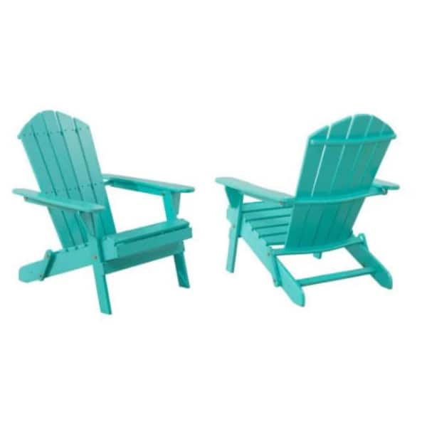 Hampton Bay Seaglass Folding Wood Patio Adirondack Chair (2-Pack)