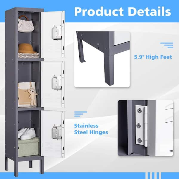 SISESOL Metal Locker Organizer for Work 66 Cabinets with Doors