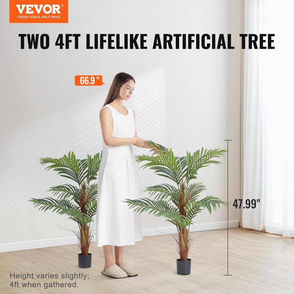 47.99'' Green Plastic Potted Palm Floor Plant with Lights