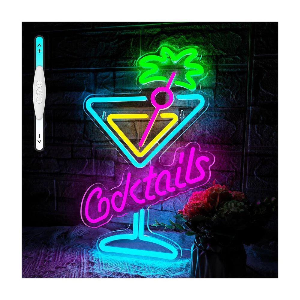 Cocktail Glass LED Neon Sign Dimmable USB Powered Neon Wall Light