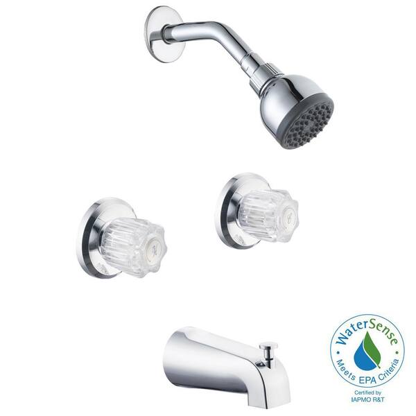 Glacier Bay Aragon WaterSense 2-Handle 1-Spray Tub and Shower Faucet in Chrome (Valve Included)