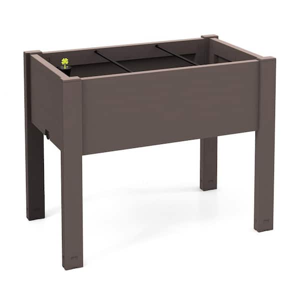HONEY JOY 30 in. L x 18 in. W. x 24 in. H Water Drainage Hole Detachable Crossbar Coffee Plastic Raised Bed Grow Box