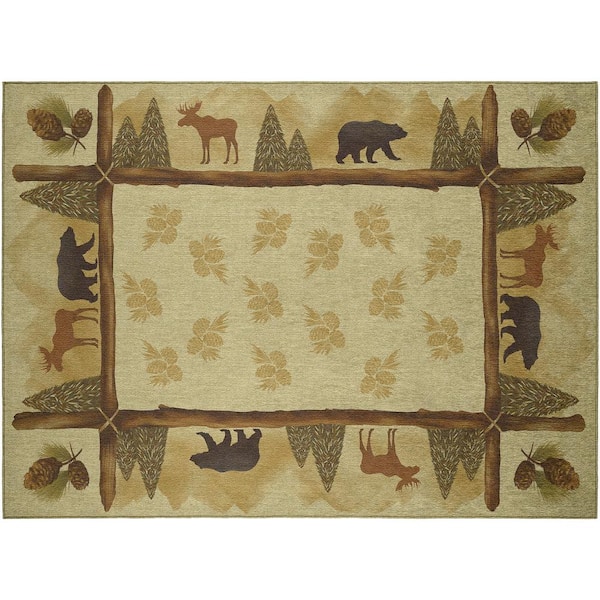 Addison Rugs Adventure Beige 1 ft. 8 in. x 2 ft. 6 in. Indoor/Outdoor Washable Area Rug