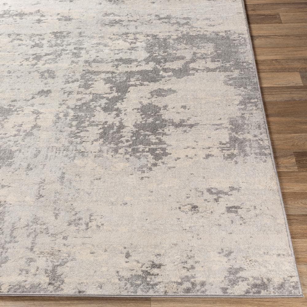 Monaco Silver and Grey Abstract Area Rug, 8'10" x 12'4"