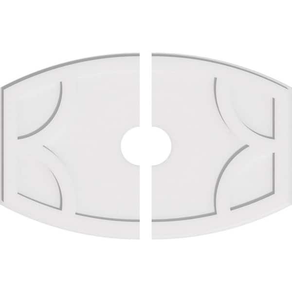Ekena Millwork 36 in. W x 24 in. H x 5 in. ID x 1 in. P Kailey Architectural Grade PVC Contemporary Ceiling Medallion (2-Piece)