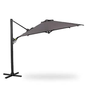 11 FT Khaki Cantilever Patio Umbrella, Round Outdoor Offset Umbrella with 360° Rotation & Tilt Adjustment without Base