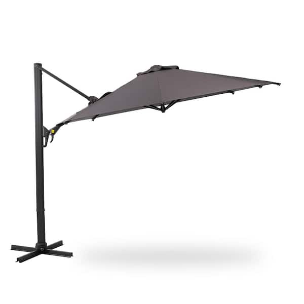 ITOPFOX 11 FT Khaki Cantilever Patio Umbrella, Round Outdoor Offset Umbrella with 360° Rotation & Tilt Adjustment without Base