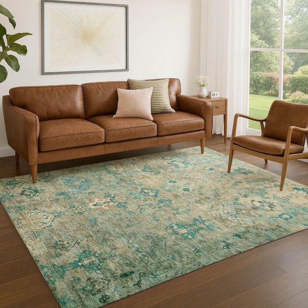 Chantille Machine Washable Indoor/Outdoor Abstract ACN2320 Teal 5 ft. x 7 ft. 6 in. Area Rug