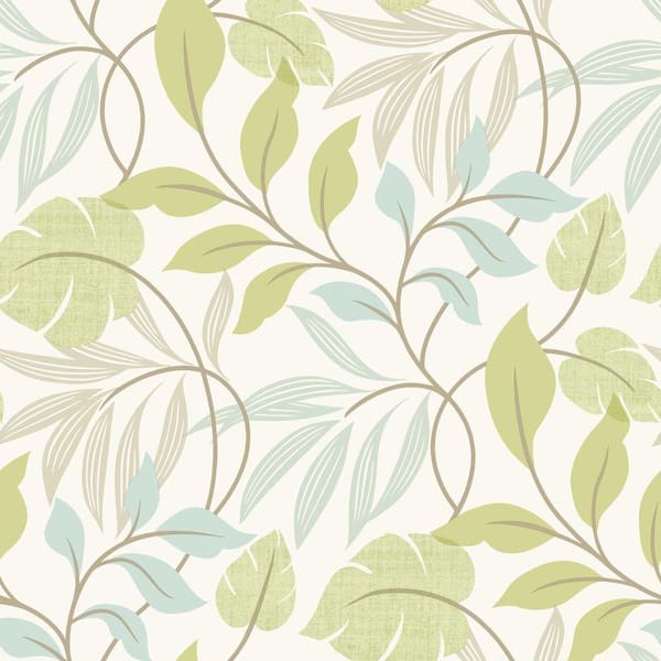 Beacon House Eden Green Modern Leaf Trail Strippable Roll Wallpaper (Covers 56 sq. ft.)