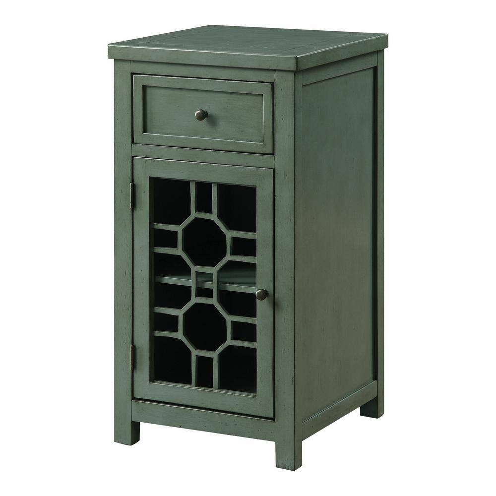 Furniture of America Ivanhoe 17 in. Antique Teal Rectangle Wood Side