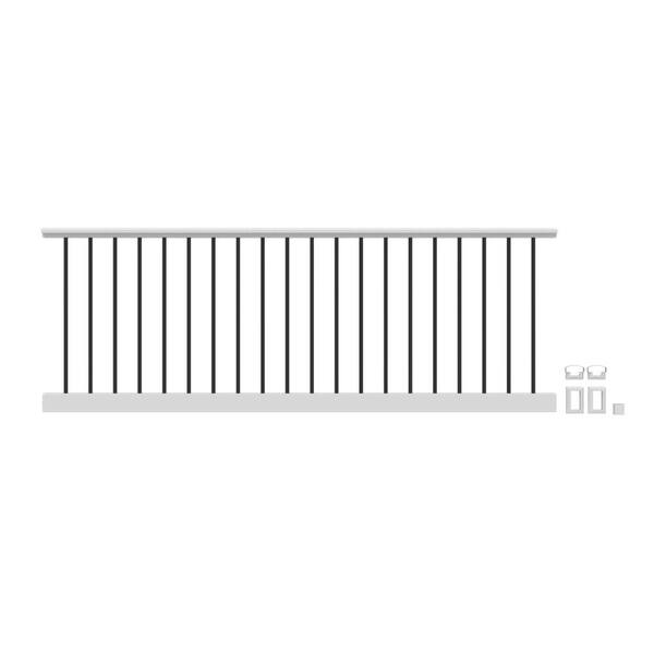 RDI 8 ft. x 36 in. White Vinyl Original Rail Level Rail Kit Including 3/4 in. Black Round Balusters