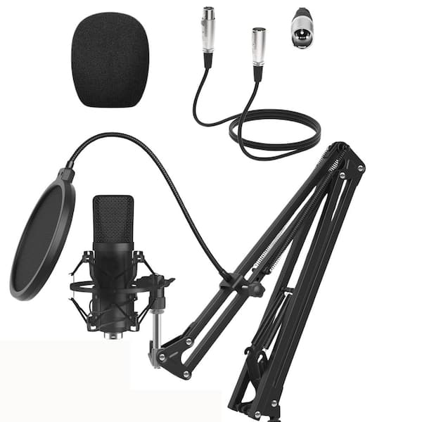 EKIEUDL USB Microphone Kit with Advanced Chipset for Streaming, Podcasting, Studio Recording and Gaming in Black (1-Pack)