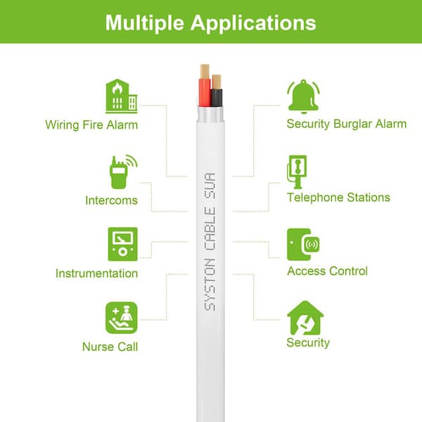 50 ft. 18/2 White CMP/FPLP/CL3P-Plenum Rated Stranded-Shielded Bare Copper Security/Alarm/Control/Sound Wire