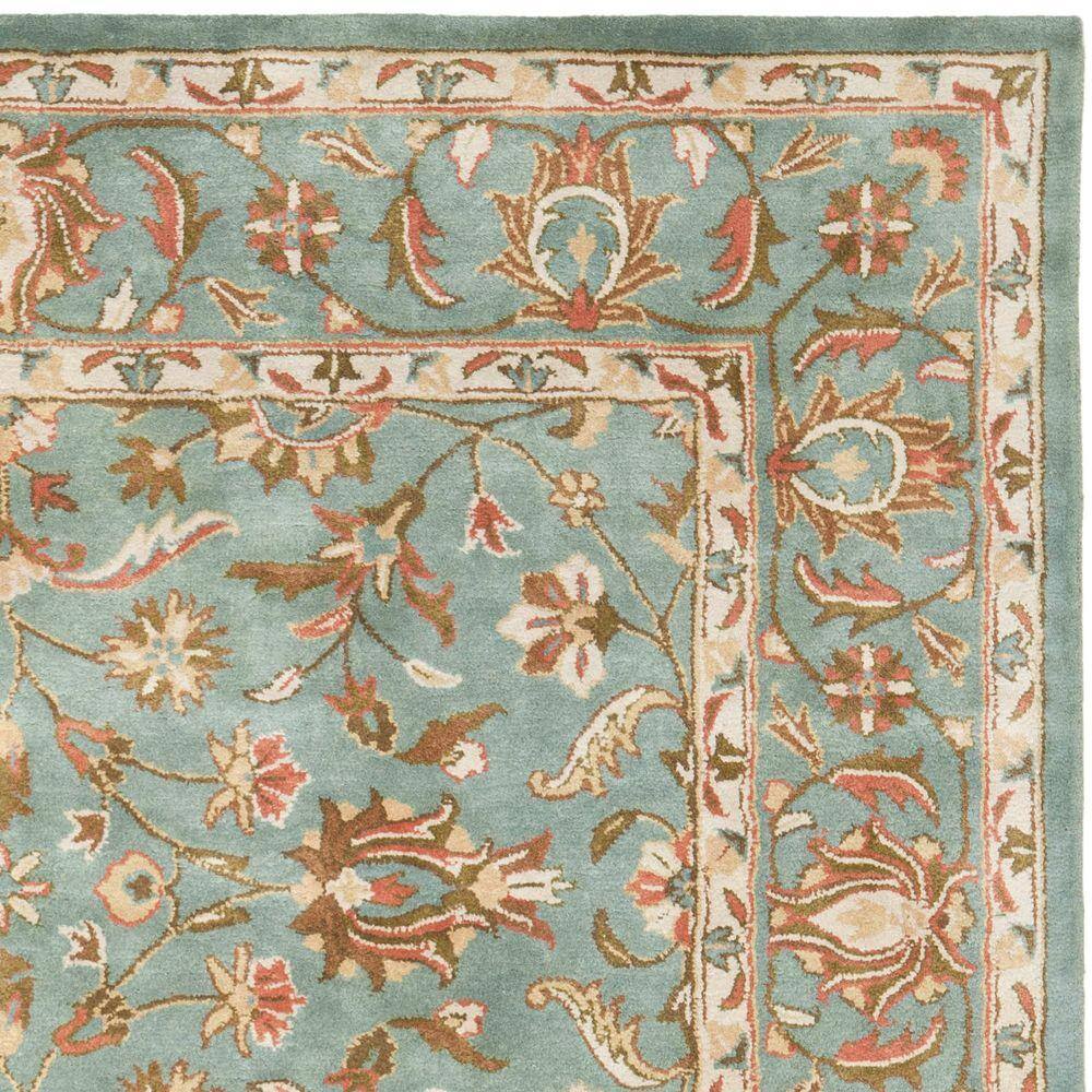 Blue 6' x 9' Hand-Tufted Wool Traditional Area Rug