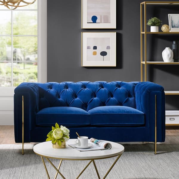 Steve Silver Charlene 66 in. Blue Velvet Loveseat