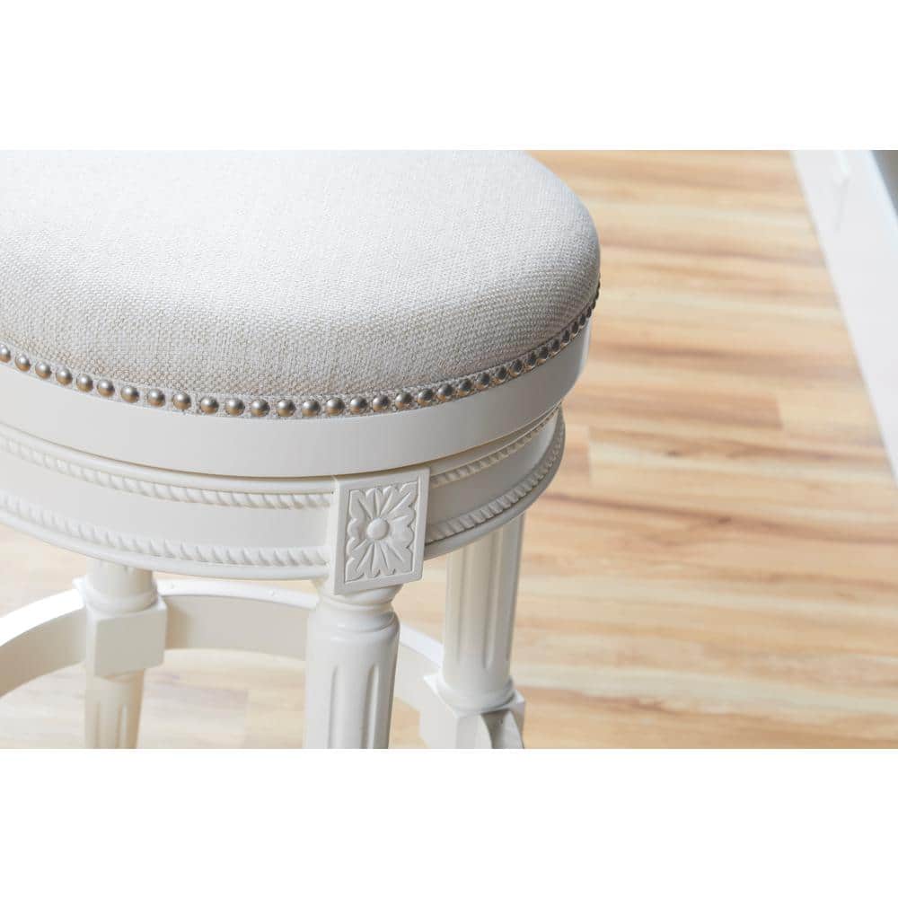 Chapman 31" White Wood and Leather Swivel Barstool