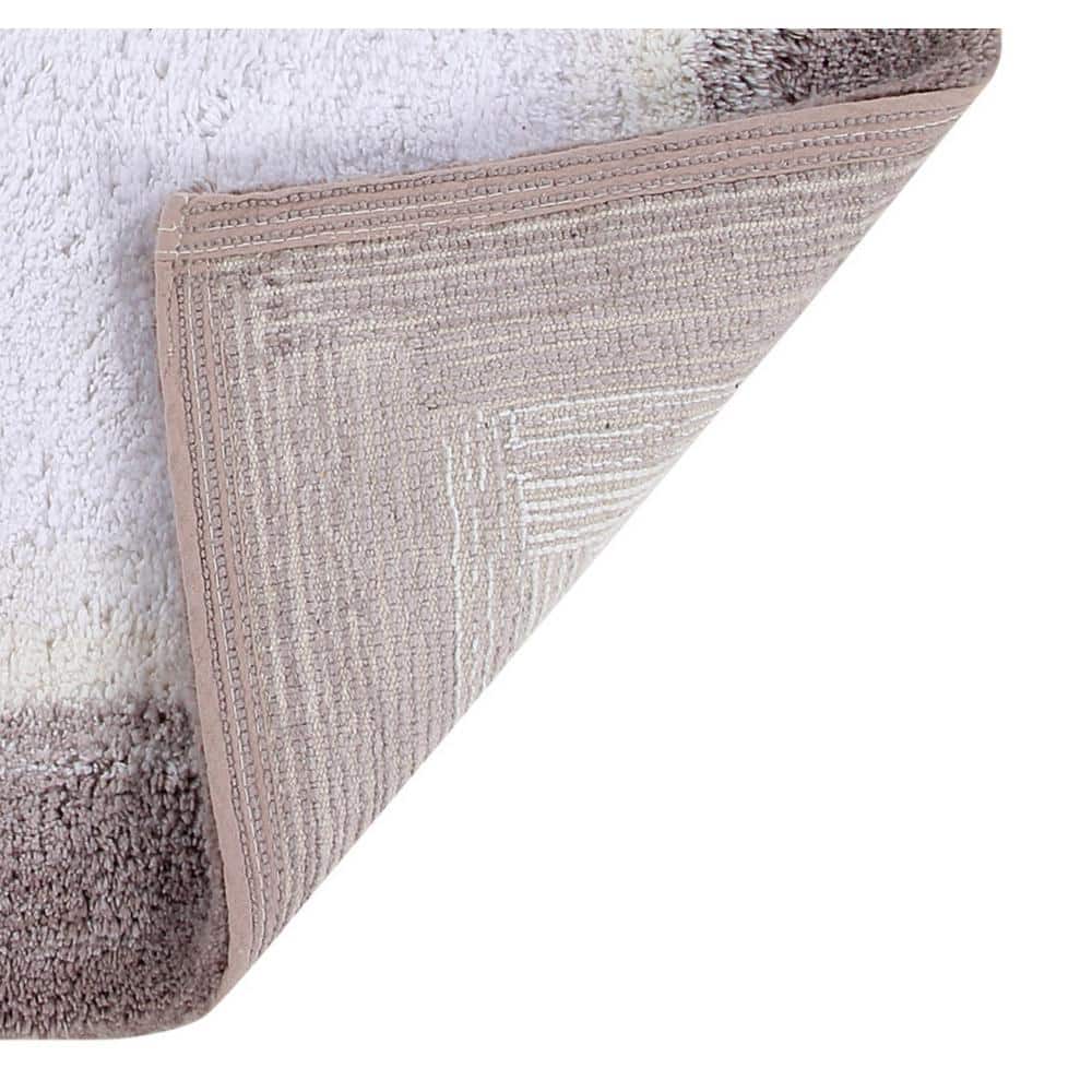 Beige and White Cotton 4-Piece Bathroom Rug Set