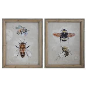 2 Piece Framed Graphic Print Nature Bee Canvas Art Print 26 in. x 21.5 in.