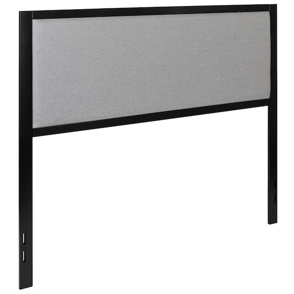 Carnegy Avenue Melbourne Metal Upholstered Queen Size Headboard in Light Gray Fabric
