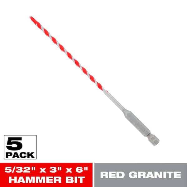 5/32 in. x 3 in. x 6 in. SPEEDemon Red Granite Carbide-Tipped Hammer Drill Bits (5-Piece)