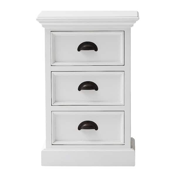 HomeRoots White 3 Drawer 15.75 in. W Nightstand