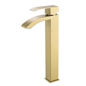 Single Handle Single Hole Bathroom Faucet in Gold