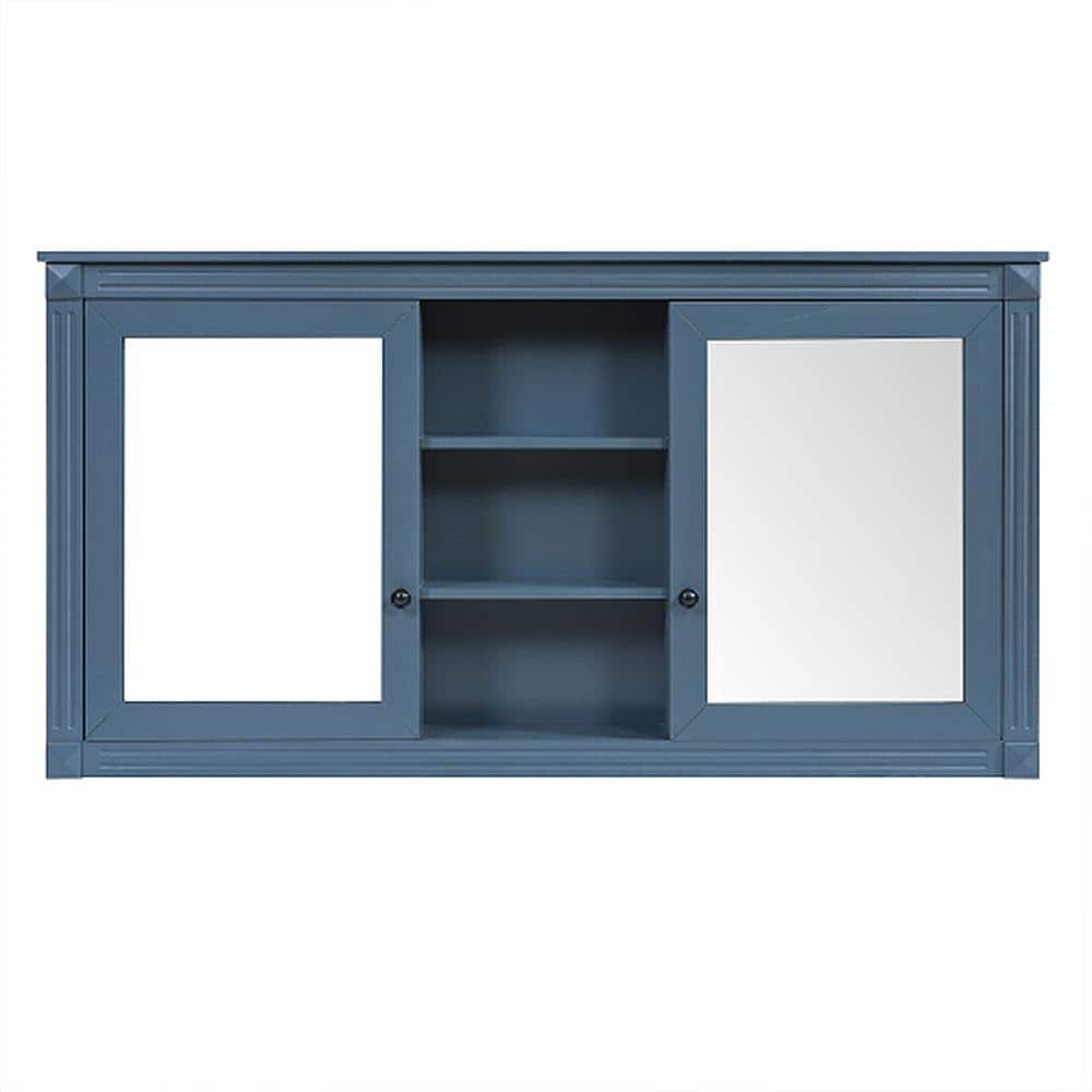 Flexi 55 in. W x 28.7 in. H Rectangular MDF Modern Wall Mounted Bathroom Medicine Cabinet with Mirror in Blue price history on PriceWatchPro