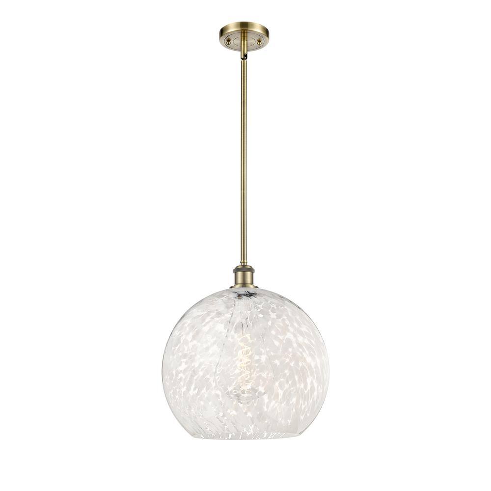 White Mouchette 100-Watt 1-Light Antique Brass Shaded Mini Pendant Light with Painted Glass Shade price history on PriceWatchPro