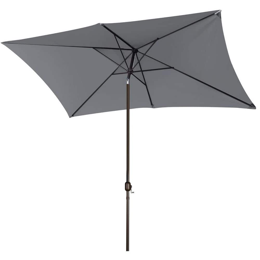 6.5 ft. x 10 ft. Metal Market Tilt Patio Umbrella in Dark Grey