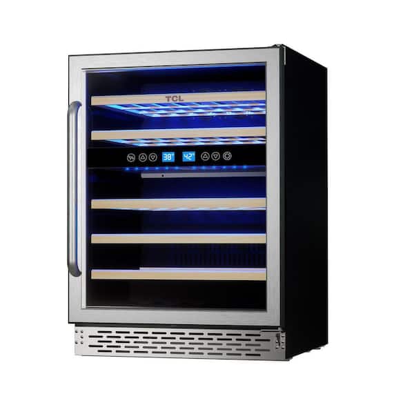 TCL Dual Zone 46-Wine Bottles Stainless Look Wine Cooler TRW46B8AS