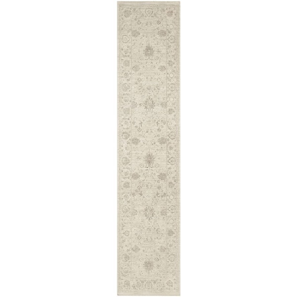 Outlines Ivory 2 ft. x 10 ft. Medallion Traditional Runner Area Rug