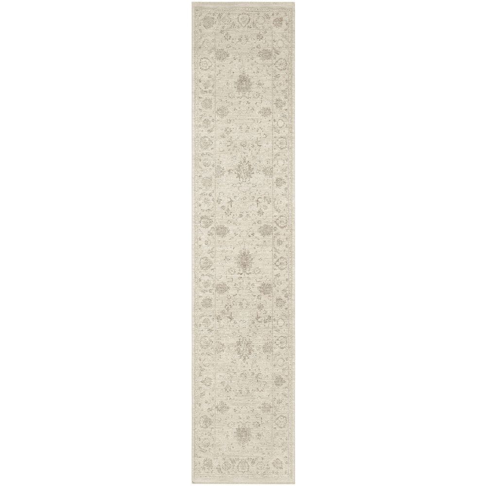 Runner Rug Outline Nourison Outlines Ivory 2 ft. x 12 ft. Medallion Traditional Runner ...