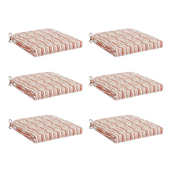 Hampton Bay 20 in. W x 20 in. D Universal Outdoor Seat Pad in Broken Watercolor Stripe (Set of 6)