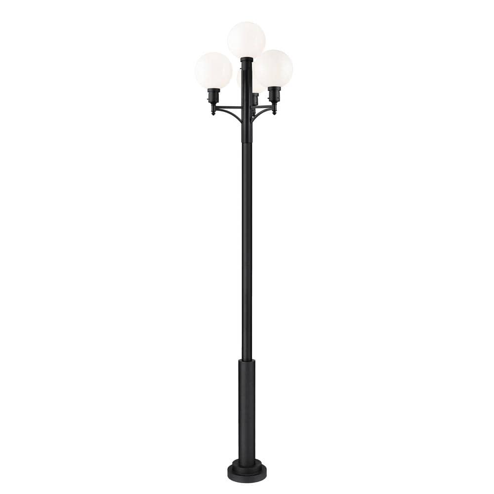 Laurent 4-Light Black Aluminum Hardwired Outdoor Marine Grade Post Light Se
