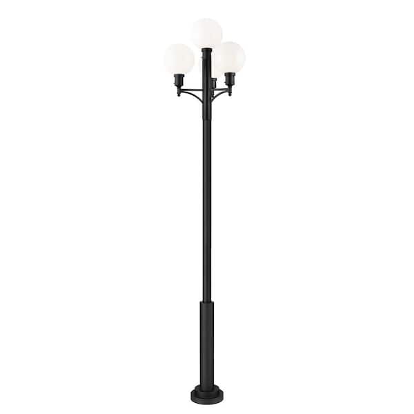 Laurent 4-Light Black Aluminum Hardwired Outdoor Marine Grade Post Light Set with No Bulbs Included