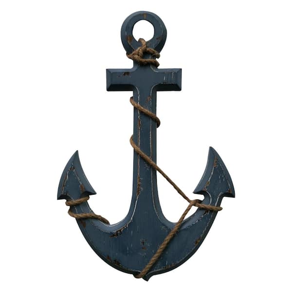 Yipscazo 18 in. Handmade Wooden Sea Anchor Rope Wall Art
