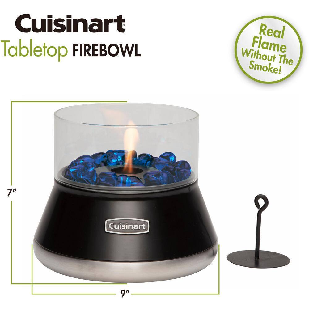 Compact Black Glass Tabletop Fire Pit