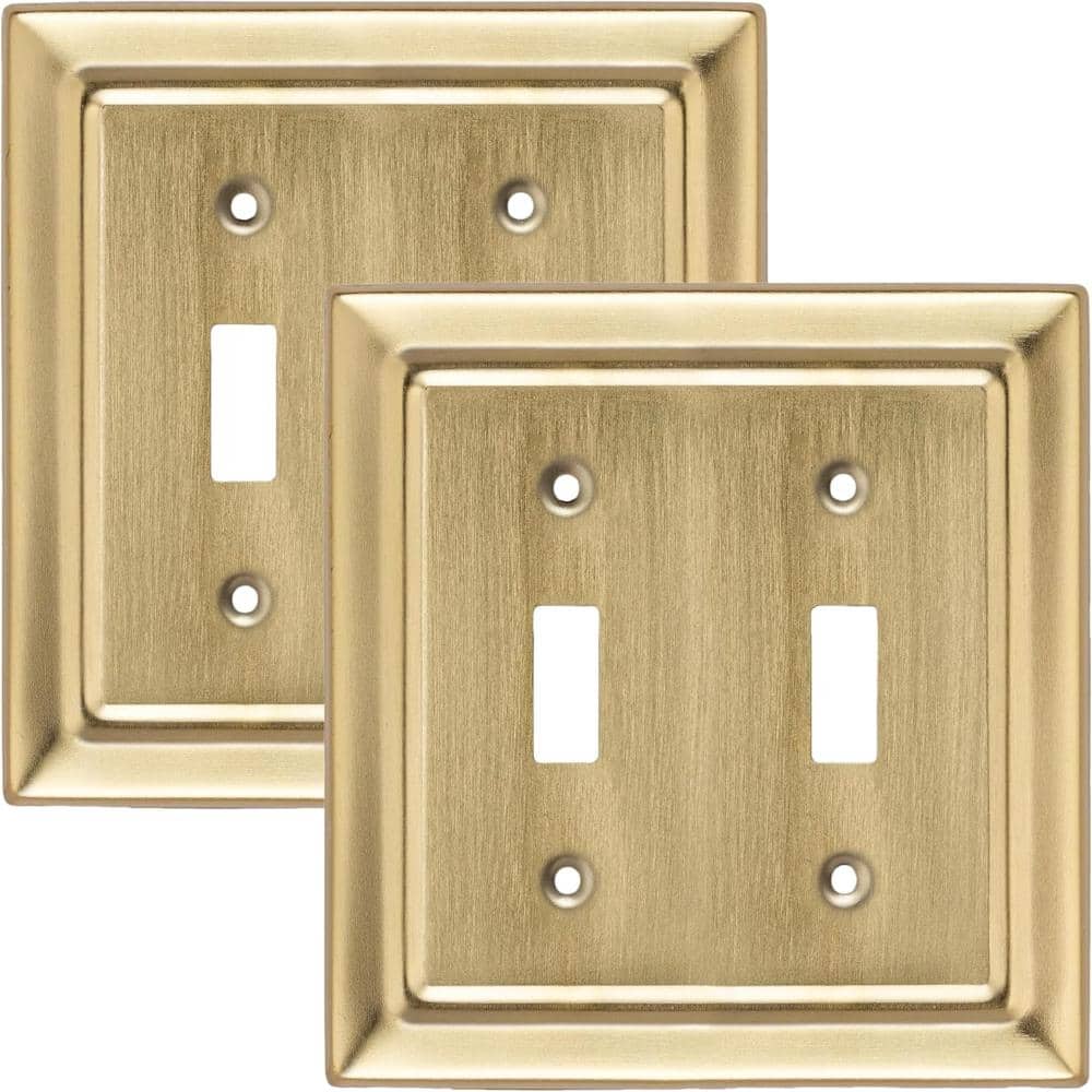 Architectural 2-Gang Brushed Gold Double Switch / Toggle Metal Wall Plate (2-Pack) price history on PriceWatchPro