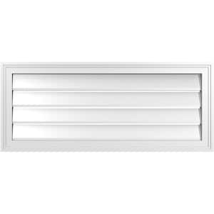 38 in. x 16 in. Vertical Surface Mount PVC Gable Vent: Functional with Brickmould Frame