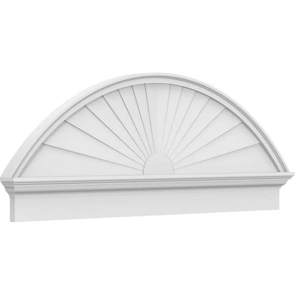 Ekena Millwork 2-3/4 in. x 56 in. x 20-7/8 in. Segment Arch Sunburst Architectural Grade PVC Combination Pediment