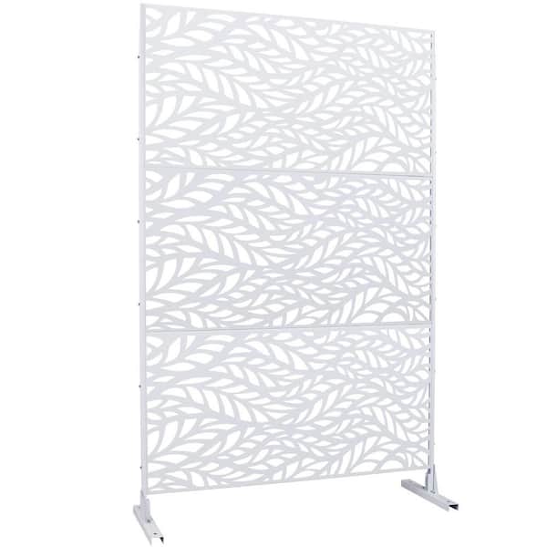 Miscool Anky 76 in. H x 48 in. W Steel Garden Fence, Metal Privacy Screens and Panels with Free Standing in White