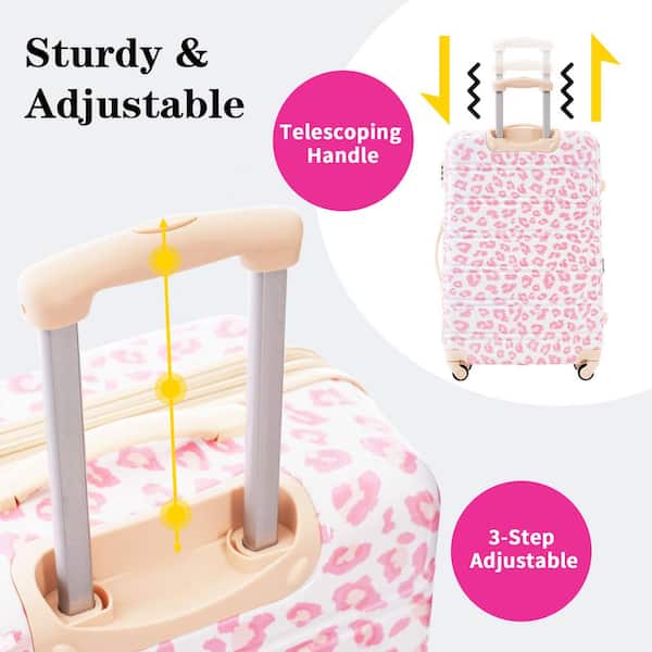 Merax Lightweight Durable 3-Piece Pink Leopard Expandable PC